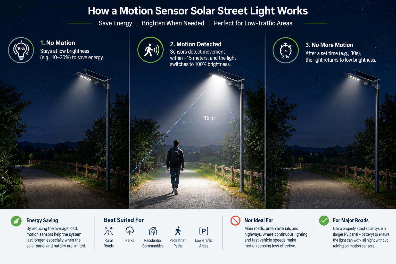 Motion sensor solar street light for energy-efficient lighting Motion sensor solar street light for energy-efficient lighting